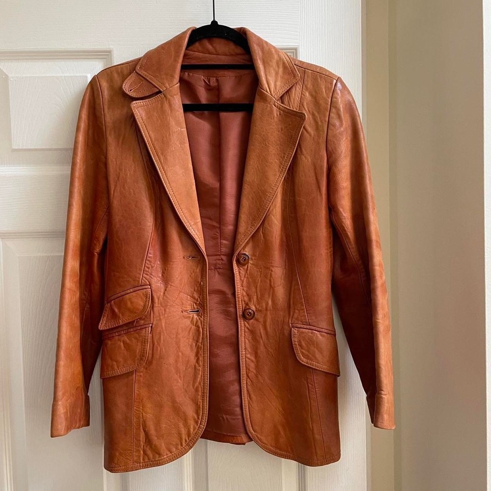 Vintage Brown Leather Coat